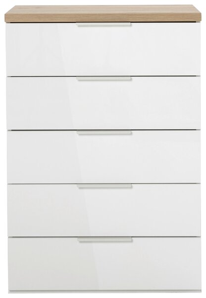 KOMODA, dub artisan, vysoce lesklá bílá, 69/101/44 cm Carryhome - Široké komody, Online Only