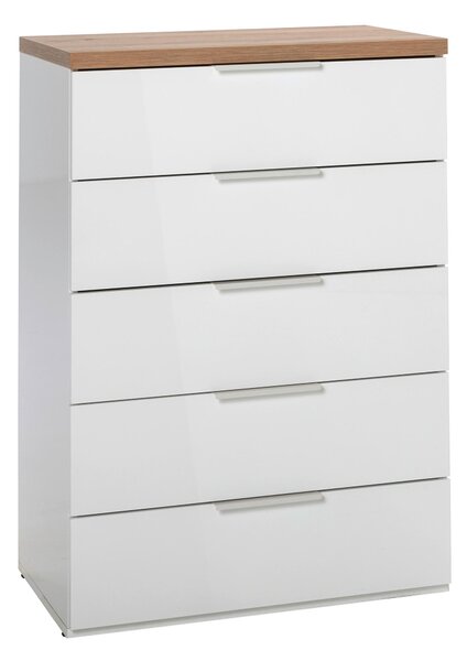 KOMODA, dub artisan, vysoce lesklá bílá, 69/101/44 cm Carryhome - Široké komody, Online Only