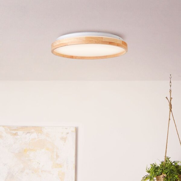 Brilliant G99794/75 ALSON - Stropní LED svítidlo se dřevem, LED 26W, 3000 - 4500K, Ø 39cm (Přisazené moderní LED svítidlo ve dřevěném rámu)