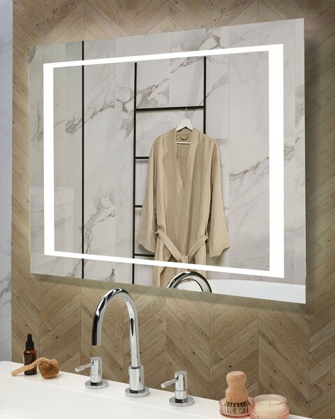 LED koupelnové zrcadlo EYRE 80 cm 60 cm Stříbrná