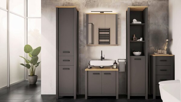 SKŘÍŇKA POD UMYVADLO, antracitová, antracitová, 70/63/40 cm home24 - Koupelnové série, Online Only