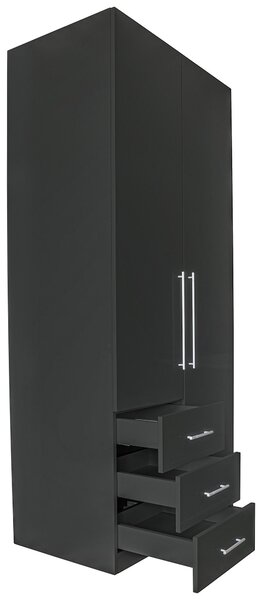 ŠATNÍ SKŘÍŇ S OTOČNÝMI DVEŘMI, vysoce lesklá antracitová, antracitová, 98/218,6/59,4 cm Xora - Šatní skříně