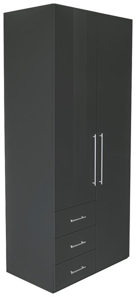 ŠATNÍ SKŘÍŇ S OTOČNÝMI DVEŘMI, vysoce lesklá antracitová, antracitová, 98/218,6/59,4 cm Xora - Šatní skříně