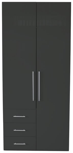 ŠATNÍ SKŘÍŇ S OTOČNÝMI DVEŘMI, vysoce lesklá antracitová, antracitová, 98/218,6/59,4 cm Xora - Šatní skříně