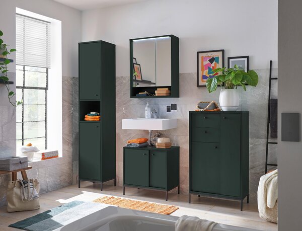SKŘÍŇKA POD UMYVADLO, tmavě zelená, tmavě zelená, 60/62/32 cm Xora - Koupelnové série, Online Only