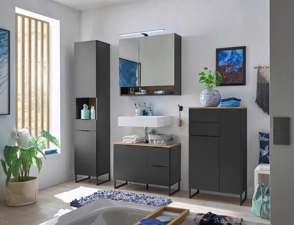 MIDI SKŘÍŇKA, černá, barvy dubu, 60/106/32 cm home24 - Koupelnové série, Online Only