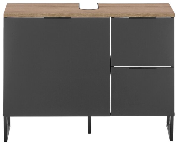 SKŘÍŇKA POD UMYVADLO, černá, černá, barvy dubu, 80/60/35 cm home24 - Koupelnové série, Online Only
