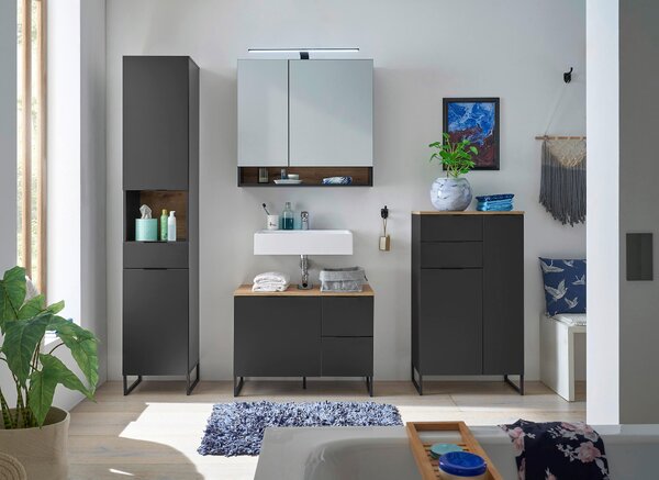 MIDI SKŘÍŇKA, černá, barvy dubu, 60/106/32 cm home24 - Koupelnové série, Online Only