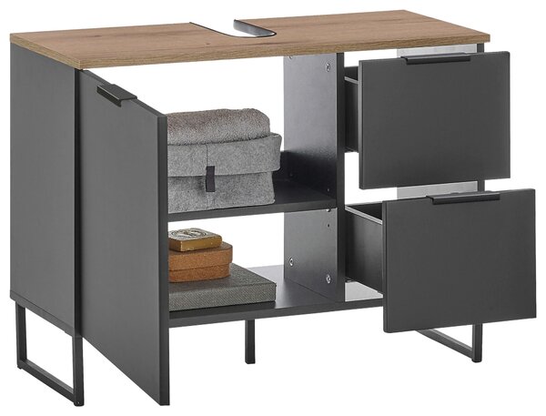 SKŘÍŇKA POD UMYVADLO, černá, černá, barvy dubu, 80/60/35 cm home24 - Koupelnové série, Online Only