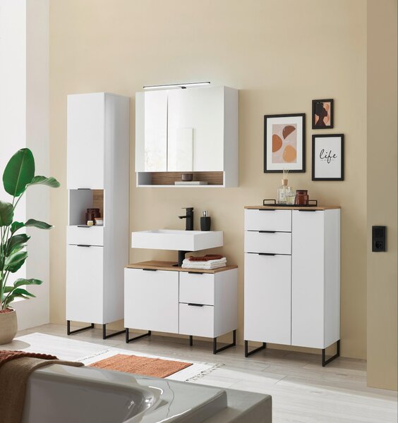 MIDI SKŘÍŇKA, bílá, barvy dubu, 60/106/32 cm home24 - Online Only koupelnové skříňky, Online Only