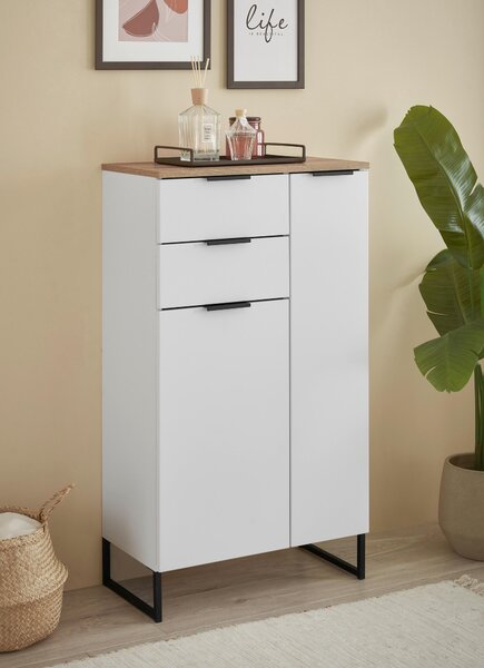 MIDI SKŘÍŇKA, bílá, barvy dubu, 60/106/32 cm home24 - Online Only koupelnové skříňky, Online Only