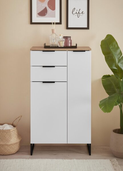 MIDI SKŘÍŇKA, bílá, barvy dubu, 60/106/32 cm home24 - Online Only koupelnové skříňky, Online Only