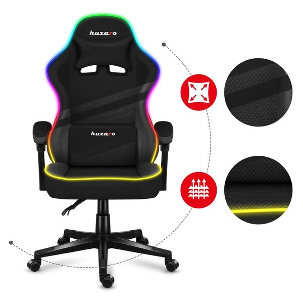 Herní křeslo Fusion 4.4 (černá + vícebarevná) (s LED osvětlením)
