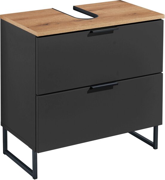 SKŘÍŇKA POD UMYVADLO, šedá, černá, barvy dubu, 60/60/35 cm home24 - Koupelnové série, Online Only