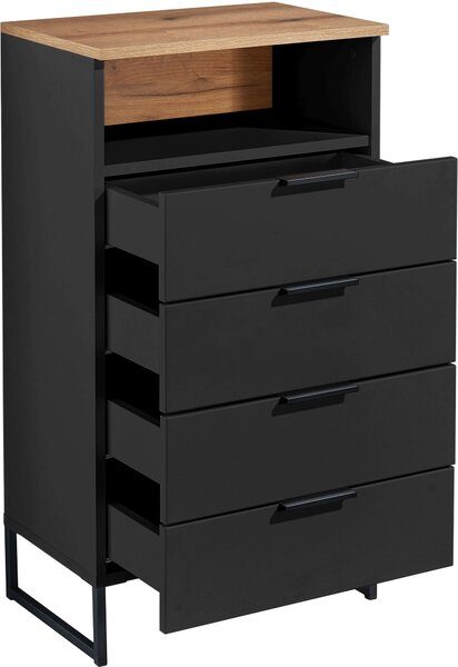 MIDI SKŘÍŇKA, černá, barvy dubu, 50/91/32 cm home24 - Koupelnové série, Online Only