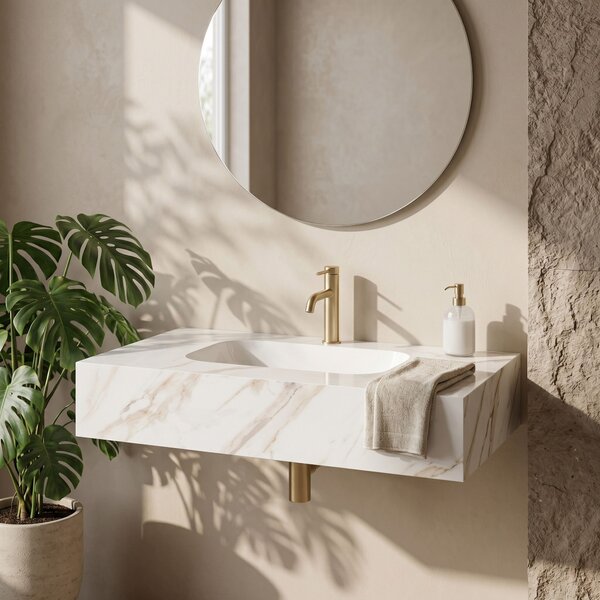 Závěsné umyvadlo z kompozitního kamene REA Aresa 80x50 Grey Gold