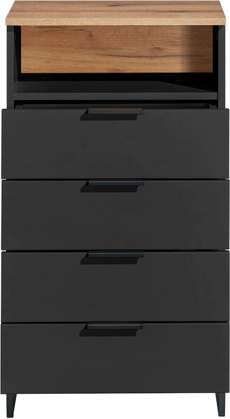 MIDI SKŘÍŇKA, černá, barvy dubu, 50/91/32 cm home24 - Koupelnové série, Online Only