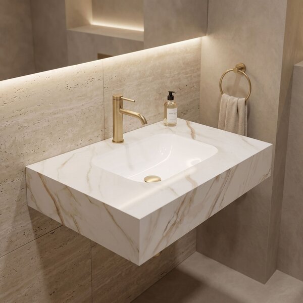 Závěsné umyvadlo z kompozitního kamene REA Aresa 80x50 Grey Gold