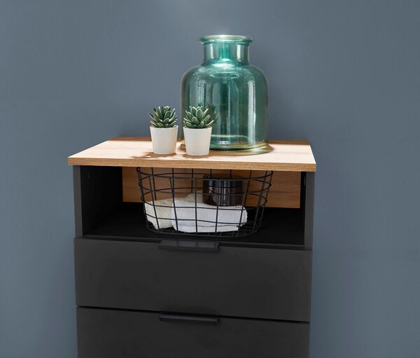 MIDI SKŘÍŇKA, černá, barvy dubu, 50/91/32 cm home24 - Koupelnové série, Online Only