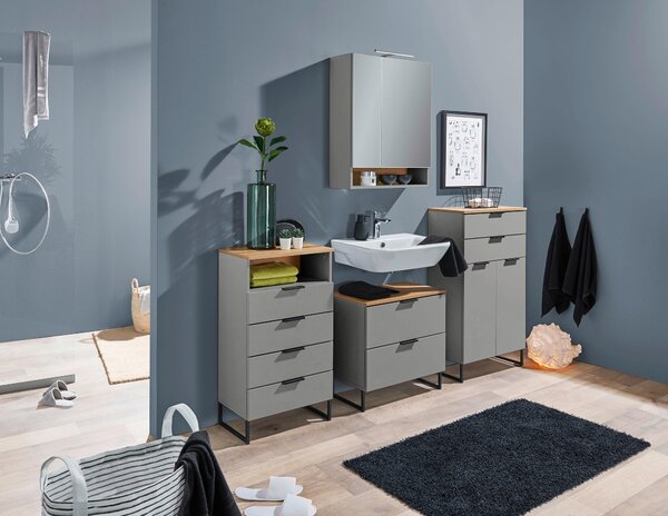 MIDI SKŘÍŇKA, šedá, barvy dubu, 60/106/32 cm home24 - Koupelnové série, Online Only
