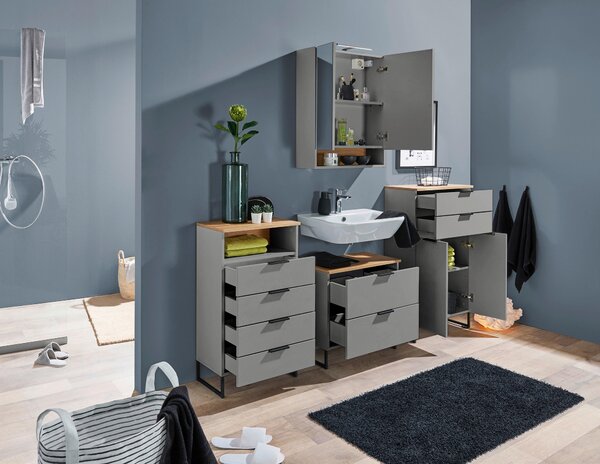 MIDI SKŘÍŇKA, šedá, barvy dubu, 60/106/32 cm home24 - Koupelnové série, Online Only