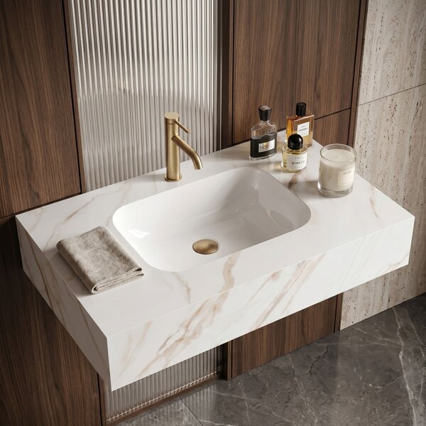 Závěsné umyvadlo z kompozitního kamene REA Aresa 80x50 Grey Gold