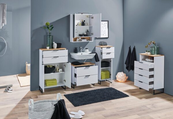MIDI SKŘÍŇKA, bílá, barvy dubu, 50/91/32 cm home24 - Koupelnové série, Online Only