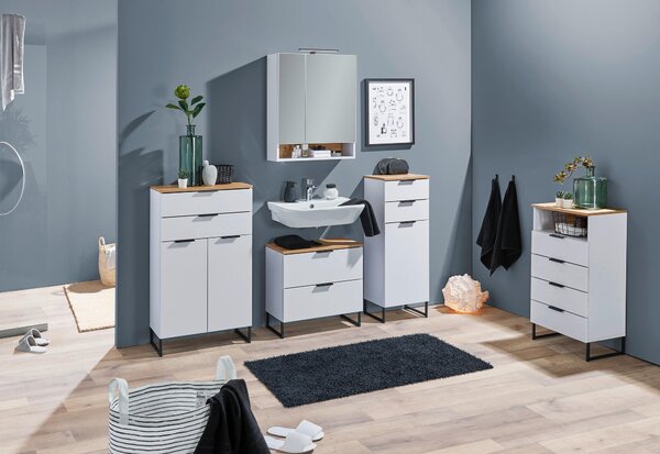 MIDI SKŘÍŇKA, bílá, barvy dubu, 50/91/32 cm home24 - Koupelnové série, Online Only