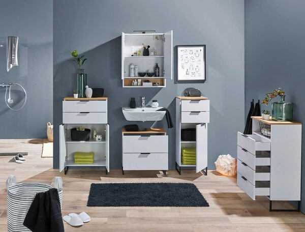 MIDI SKŘÍŇKA, bílá, barvy dubu, 50/91/32 cm home24 - Koupelnové série, Online Only