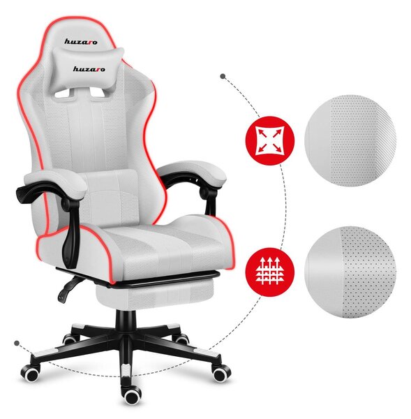 Herní křeslo Fusion 4.7 (bílá + vícebarevná) (s LED osvětlením)