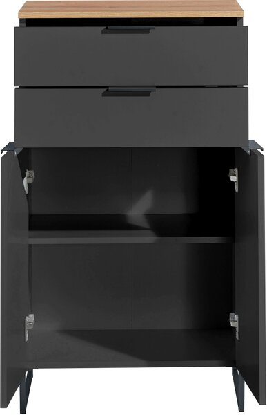 MIDI SKŘÍŇKA, černá, barvy dubu, 60/106/32 cm home24 - Koupelnové série, Online Only