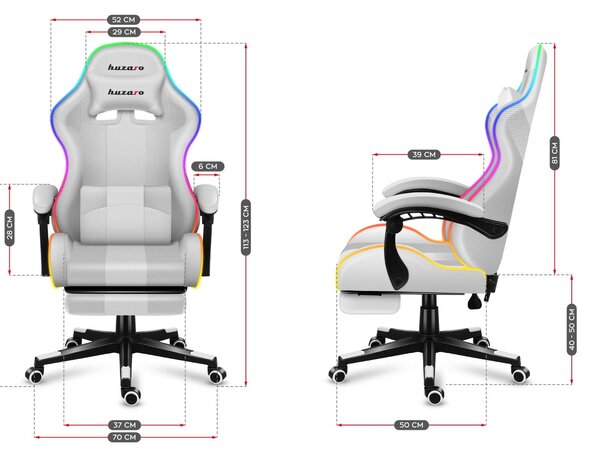 Herní křeslo Fusion 4.7 (bílá + vícebarevná) (s LED osvětlením)
