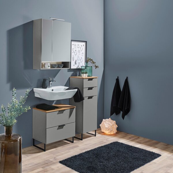 MIDI SKŘÍŇKA, šedá, barvy dubu, 38/106/32 cm home24 - Koupelnové série, Online Only