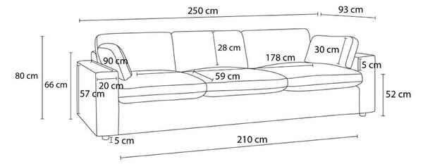 Zelená pohovka 250 cm Belair – Bobochic Paris