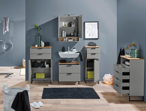 MIDI SKŘÍŇKA, šedá, barvy dubu, 38/106/32 cm home24 - Koupelnové série, Online Only