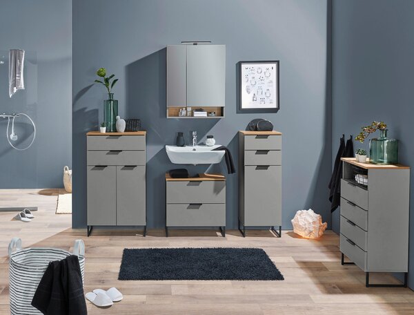 MIDI SKŘÍŇKA, šedá, barvy dubu, 38/106/32 cm home24 - Koupelnové série, Online Only