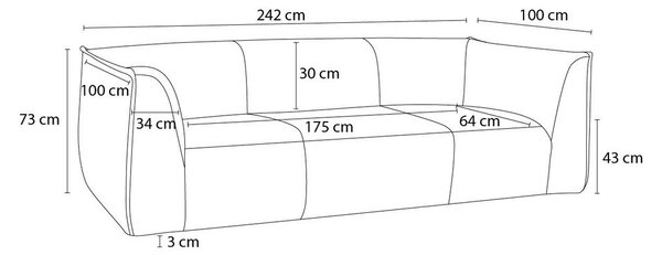 Tmavě šedá manšestrová pohovka 242 cm Giorgia – Bobochic Paris