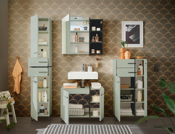 MIDI SKŘÍŇKA, zelená, černá, 60/119/35 cm home24 - Koupelnové série, Online Only