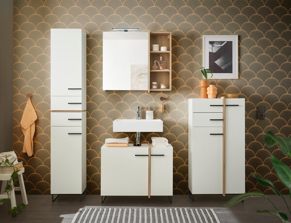 VYSOKÁ SKŘÍŇ, bílá, bílá, barvy dubu, 35/194/33 cm home24 - Koupelnové série, Online Only