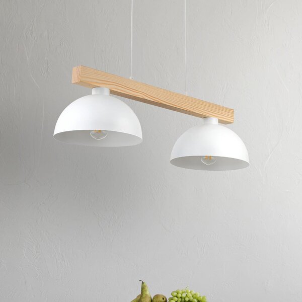 TK Lighting Oslo závěsné svítidlo 2x15 W bílá-dřevo 4713