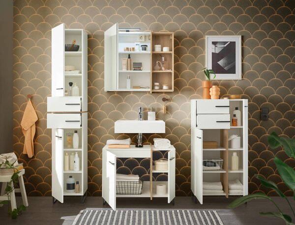 VYSOKÁ SKŘÍŇ, bílá, bílá, barvy dubu, 35/194/33 cm home24 - Koupelnové série, Online Only