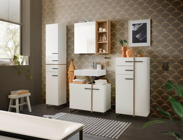 VYSOKÁ SKŘÍŇ, bílá, bílá, barvy dubu, 35/194/33 cm home24 - Koupelnové série, Online Only