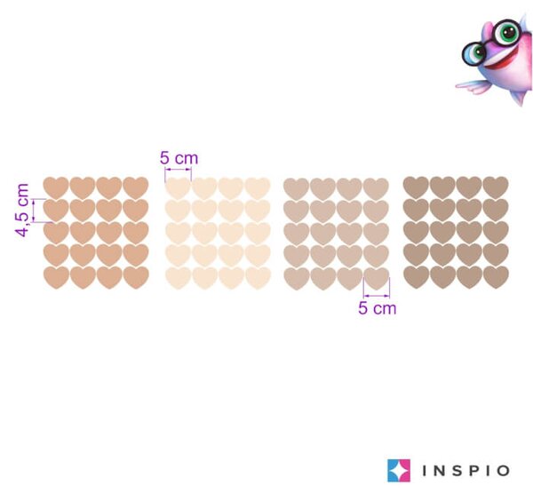 INSPIO Srdíčka v hnědých barvách - samolepka na zeď, přelepitelná