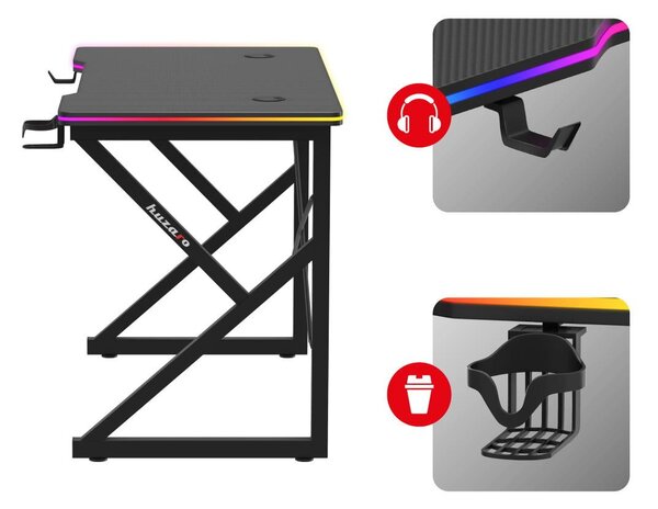 PC stolek Hyperion 1.7 (černá + vícebarevná) (s LED osvětlením)