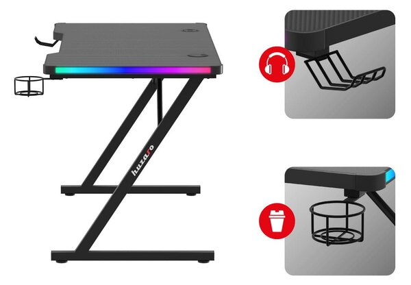 PC stolek Hyperion 2.5 (černá + vícebarevná) (s LED osvětlením)