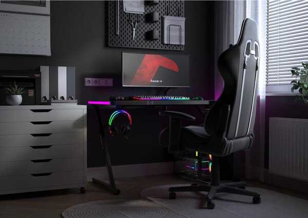 PC stolek Hyperion 2.5 (černá + vícebarevná) (s LED osvětlením)