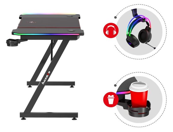 PC stolek Hyperion 3.3 (černá + vícebarevná) (s LED osvětlením)
