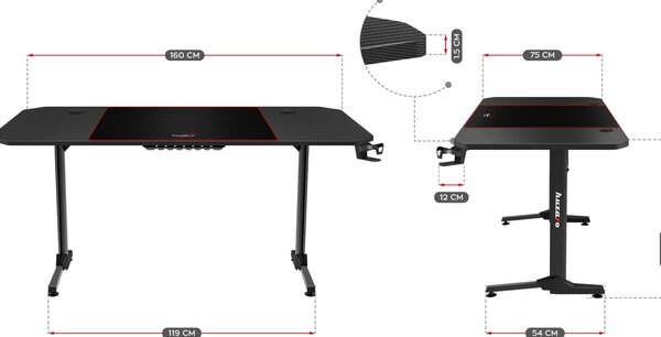 PC stolek Hyperion 4.7 (černá)