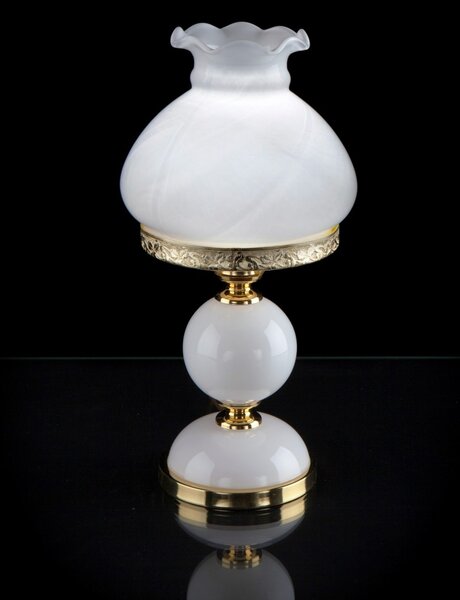 Bílá stylová lampa na noční stolek z opálového skla S422-1-00-white-opal