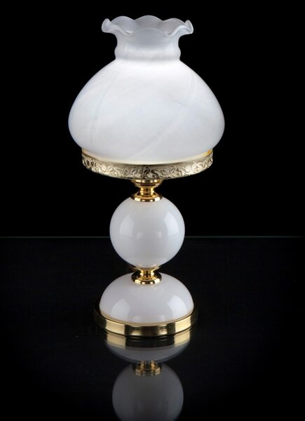 Bílá stylová lampa na noční stolek z opálového skla S422-1-00-white-opal